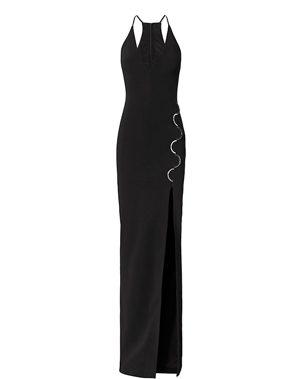 david-koma-deep-v-gown-black