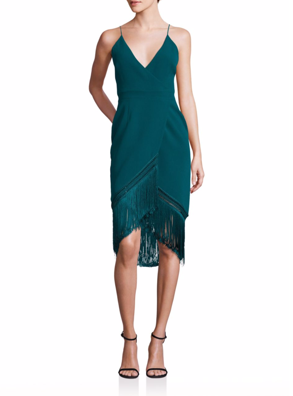 nicholas-draped-fringed-v-neck-dress