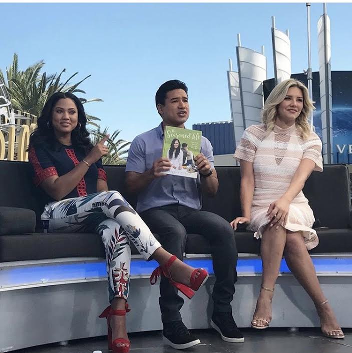 Ayesha-Curry-Access-Hollywood-Tory-Burch-Adele-printed-silk-twill-taperd-pants-1