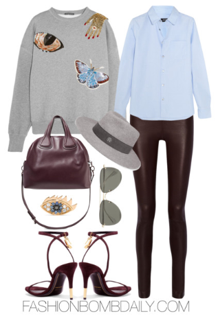 Fall 2016 Style Inspiration 4 Outfit Ideas From Net-A-Porter Alexander McQueen Embellished sweatshirt TOM FORD Suede sandals Givenchy Medium Nightingale bag