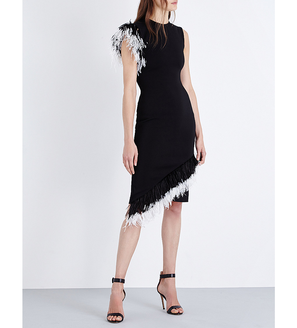 christopher-kane-feather-trim-crepe-dress