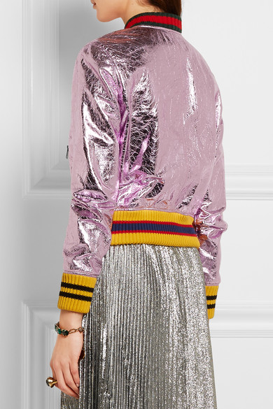 Bomb-Product-of-the-Day-Gucci-Appliqued-metallic-textured-leather-bomber-jacket-4