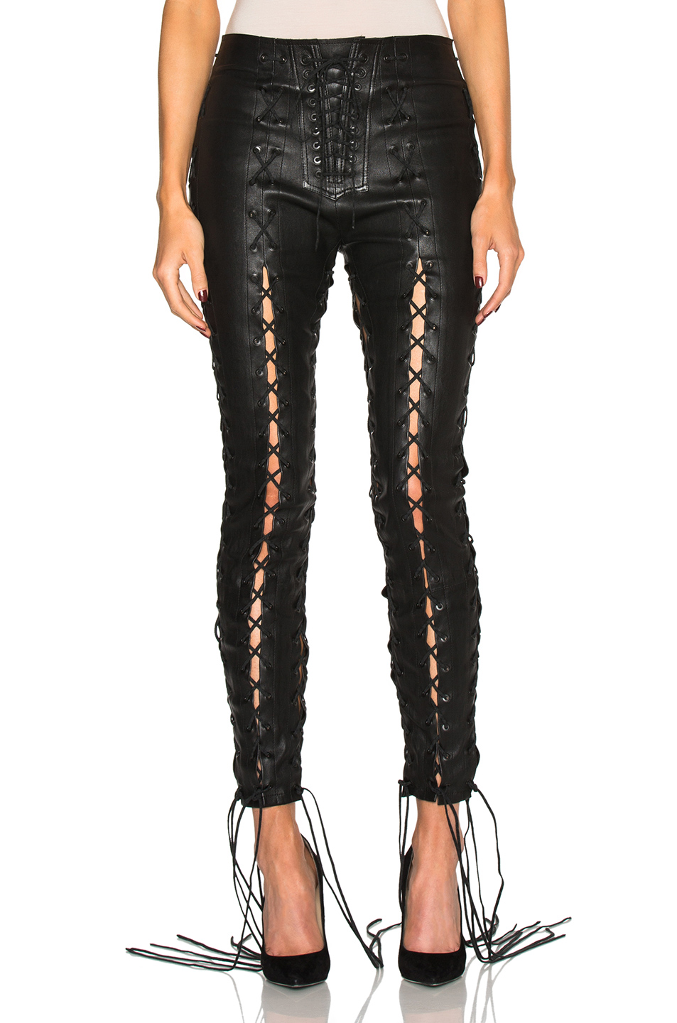Unravel-Lace-up-leather-pants