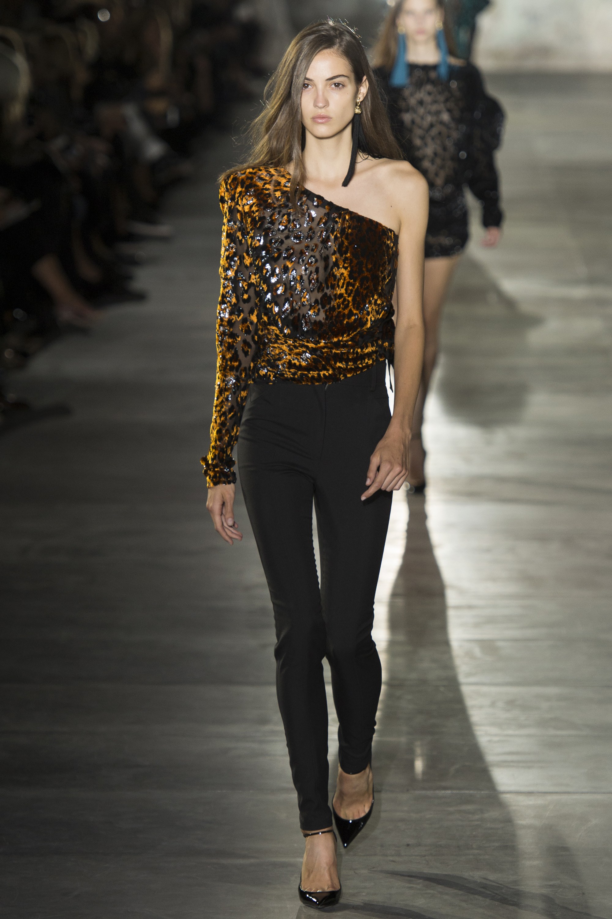 saint-laurent-embellished-one-shoulder-top-black-trousers-1