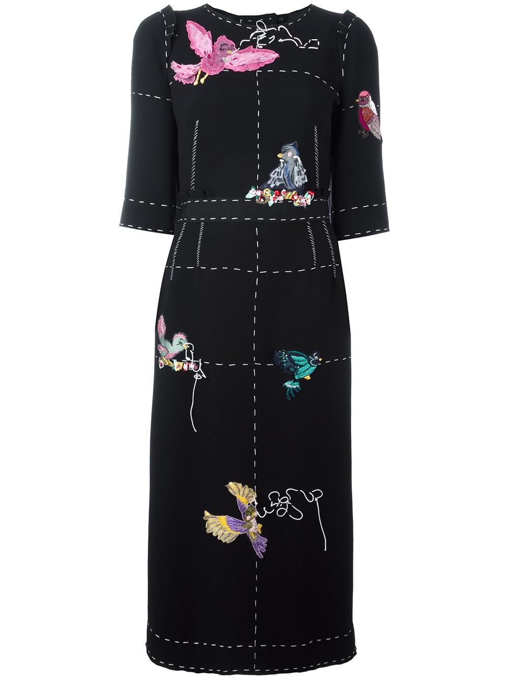 dolce-gabbana-bird-applique-dress-black