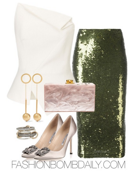 winter-2016-style-inspiration-roland-mouret-top-p-a-r-o-s-h-gausha-sequin-midi-skirt-manolo-blahnik-hangisi-pump-edie-parker-acrylic-clutch