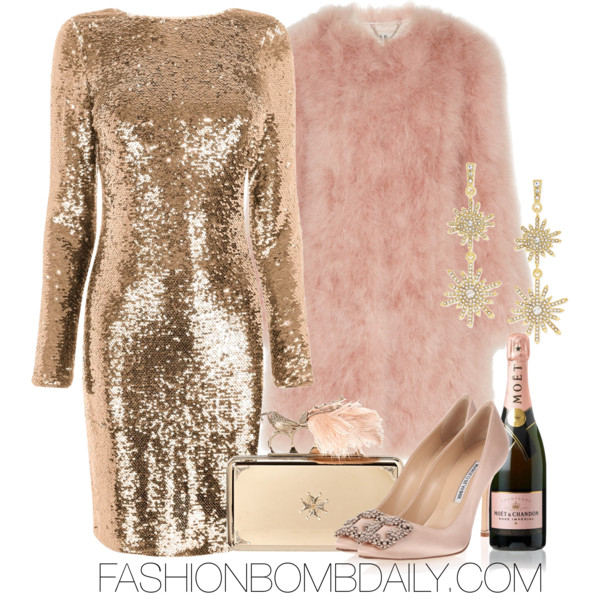 winter-2016-style-inspiration-what-to-wear-for-new-years-eve-oasis-sequin-tube-dress-topshop-unique-waverton-feather-coat-manolo-blahnik-hangisi-pump-alexander-mcqueen-metal-bird-box-clutch