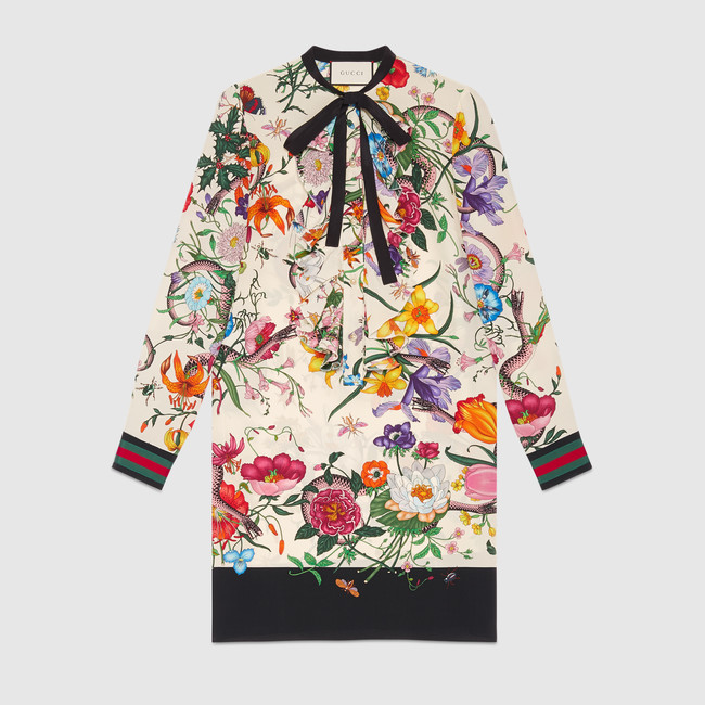 gucci-floral-snake-print-silk-long-sleeve-dress