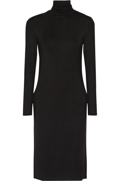 james-perse-black-turtleneck-stretch-jersey-long-sleeve-dress