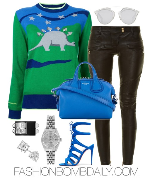 winter-2017-style-inspiration-5-ways-to-wear-a-critter-embroidered-sweater-muveil-dionsaur-jumper-balmain-leather-biker-trousers-christian-louboutin-amazoulo-sandal