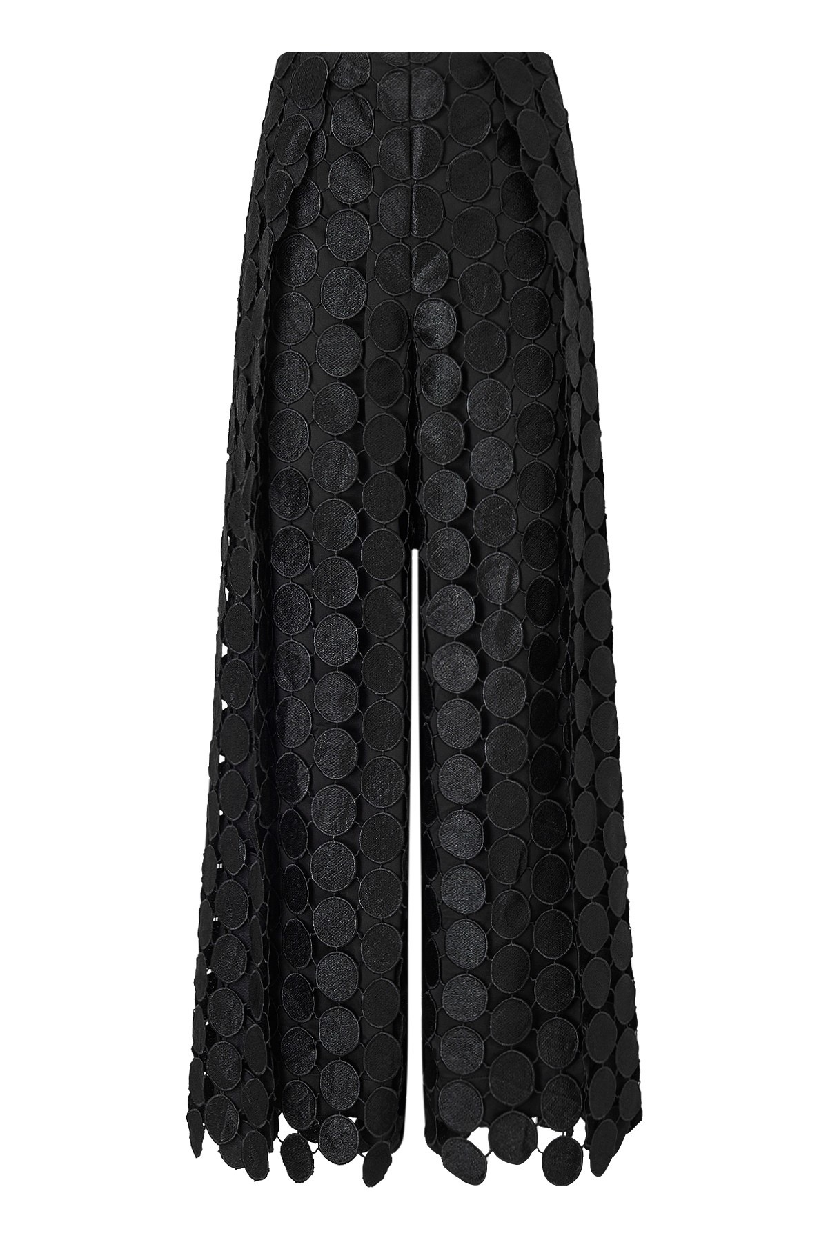 The Bombshells Are Raving: Tamron Hall Wears Circular Lace Patterned Pants from Solace London on The Tamra Hall Show.