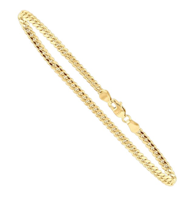 YELLOW GOLD MIAMI CUBAN LINK CURB CHAIN BRACELET