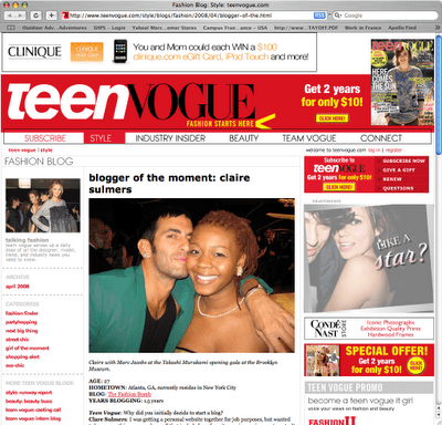 Claire Sulmers Named Blogger of the Moment by Teen Vogue