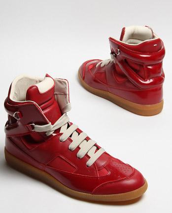 Men’s Fashion Flash: Martin Margiela Hi Top Sneakers in Cherry Red