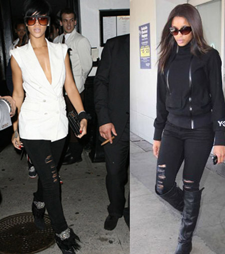 Who Wore it Better? Ciara vs. Rihanna in J Brand Ripped Jeans