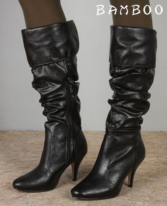 Steal of the Day : Bamboo Tulip 41 Black High Heel Scunch Cuff Boot