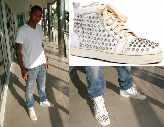 Men’s Fashion Flash : Pharrell in Christian Louboutin Louis Studded Sneakers