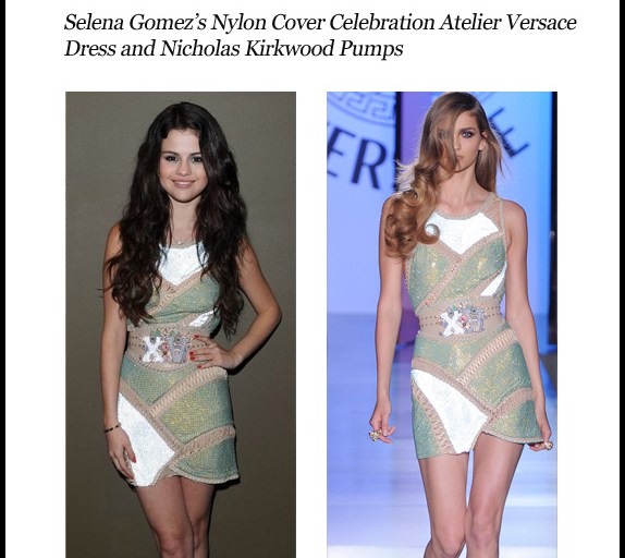 Hot! or Hmm… Selena Gomez’s Nylon Cover Celebration Atelier Versace Dress and Nicholas Kirkwood Pumps