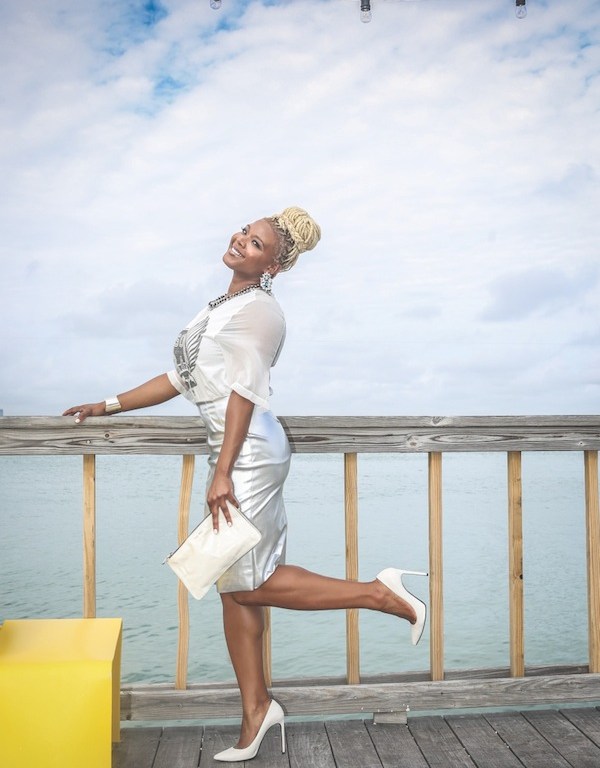 Miami Birthday Style Diary: A 3.1 Phillip Lim Sono Mama Embellished Top, Topshop Silver Pencil Skirt, and Saint Laurent Bone Heels