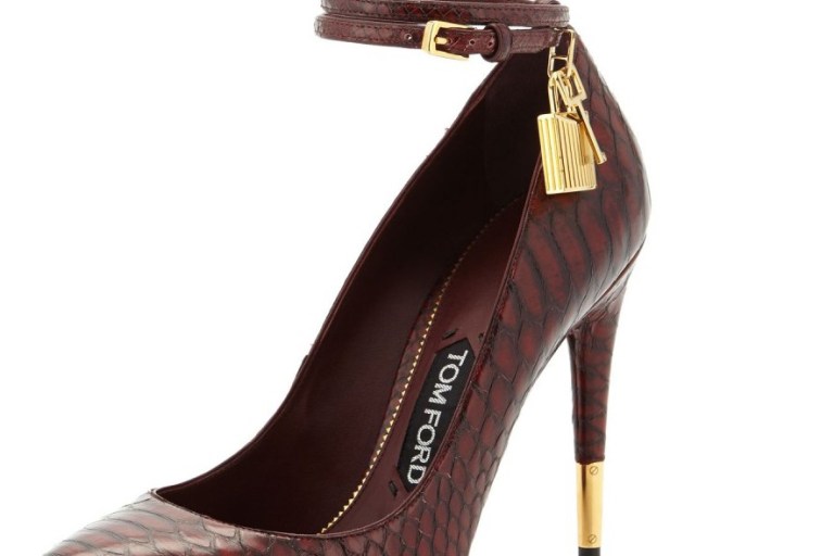 Bomb Product of the Day: Tom Ford Bordeaux Padlock Ankle-Wrap Python Pumps