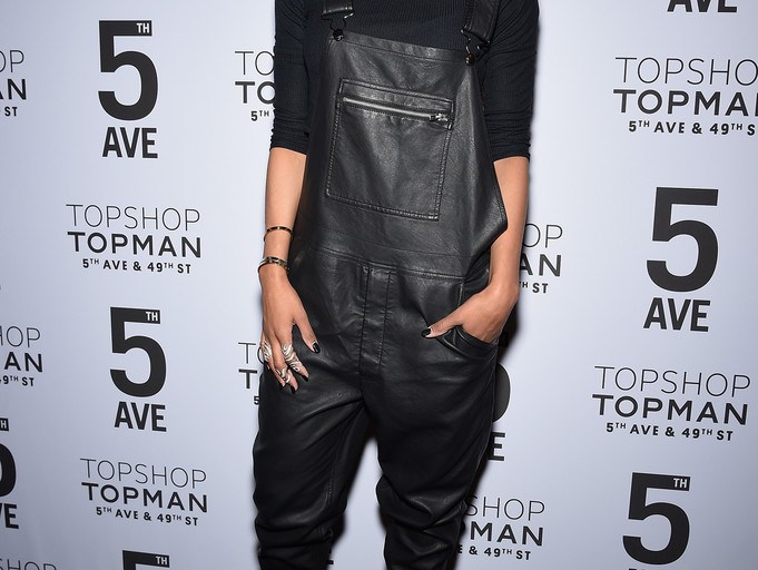 Get the Look: Ciara’s  Topshop / Topman NYC Flagship Dinner Black Leather Overalls