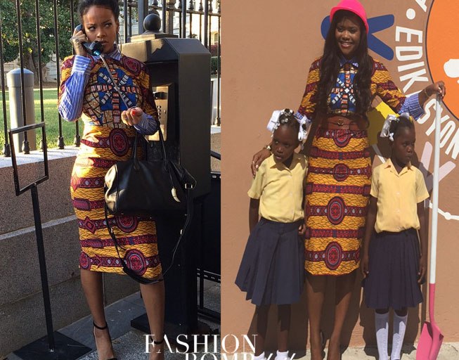 Who Wore it Better? Karen Civil vs. Rihanna in Stella Jean’s Mix Print Shirt Dress