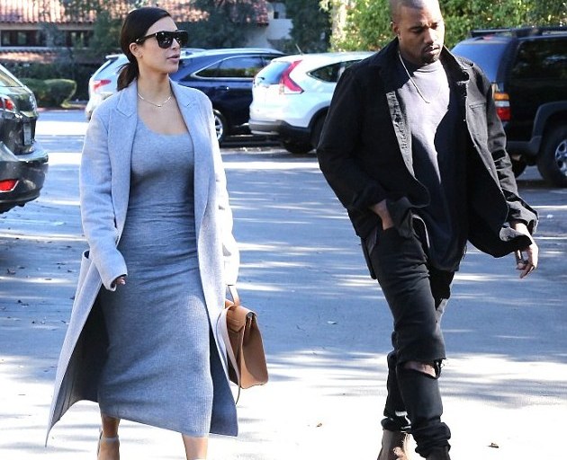 Look for Less: Kim Kardashian’s Encino Gray Coat, T by Alexander Wang Tank Knit Dress, and Alexander Wang Antonio Sandals