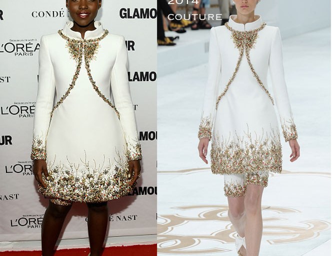 Hot! or Hmm…: Lupita Nyong’o’s Glamour 2014 Women Of The Year Awards Chanel Fall 2014 Couture White Beaded Dress