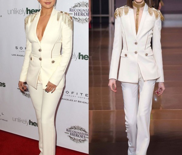 Hot! or Hmm…: Selena Gomez’s 3rd Annual Unlikely Heroes Awards Dinner and Gala White Versace Fall 2014 Embellished Suit