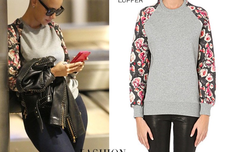Splurge: Amber Rose’s LAX Airport Markus Lupfer English Rose Print Sweatshirt
