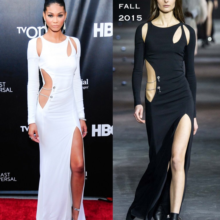 Hot! or Hmm…: Chanel Iman’s <i>Dope</i> New York City Premiere Philipp Plein Fall 2015 White Cut Out Gown