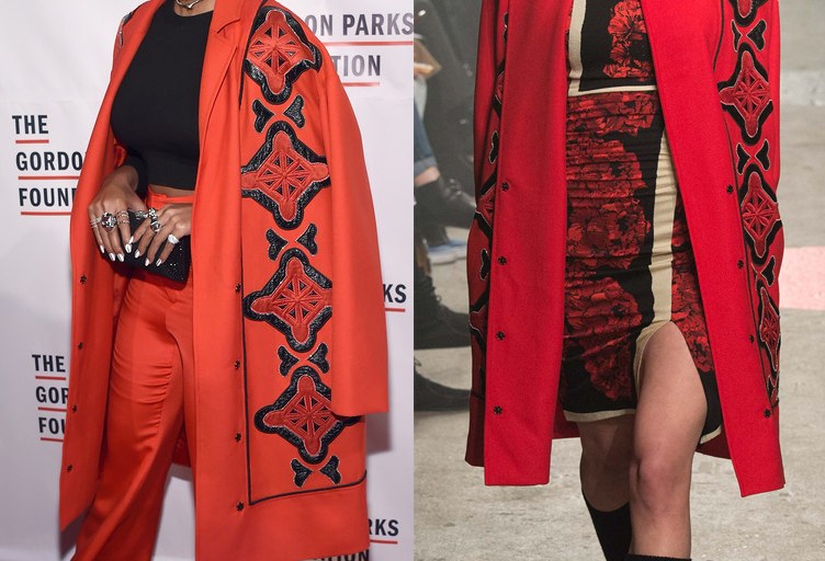 Hot! or Hmm..: Janelle Monae’s Gordon Parks Foundation Awards Dinner Tracy Reese Fall 2015 Red and Black Embroidered Jacket and Vatanika Wide Legged Pants