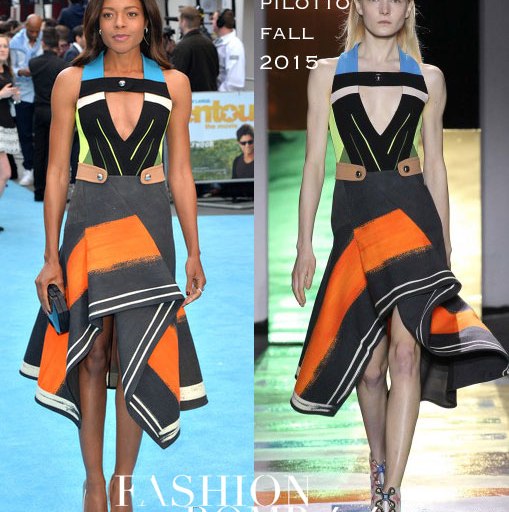Hot! Or Hmm… Naomie Harris’s Entourage European Premiere Peter Pilotto Fall 2015 Abstract Print Asymmetric Dress