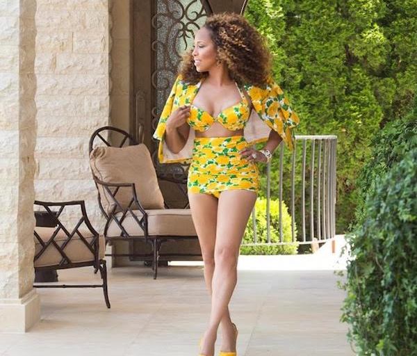 Splurge: Marjorie Harvey’s Instagram Michael Kors Dahlia Print Hight Waist Bikini And Peony Print Cropped Sleeve Blazer