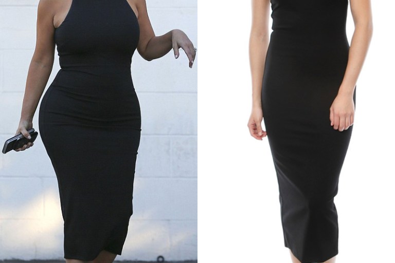 Splurge: Kim Kardashian West’s Van Nuys Ronny Kobo Black Mock Neck Thiadora Midi Dress