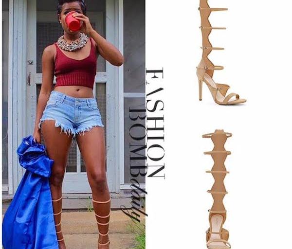 Splurge: Dej Loaf’s Instagram Aldo Cirella Camel Buckle Detail Gladiator Sandals