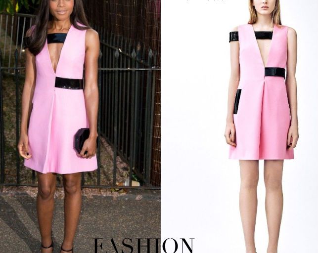 Hot! or Hmm… Naomie Harris’s Serpentine Gallery Summer Party Christopher Kane Pre-Fall 2015 Pink and Black Sleeveless Front Pleat Dress