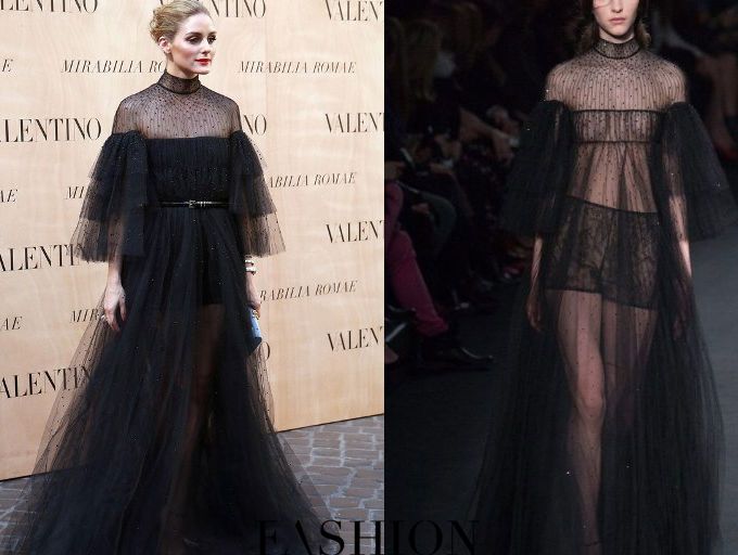 Hot! or Hmm… Olivia Palermo’s Valentino Mirabilia Romae Fall 2015 Couture Fashion Show Valentino Fall 2015 Black Sheer High Neck Tulle Gown