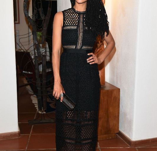 Splurge: Nathalie Emmanuel’s 2015 Ischia Global Film & Music Fest Self Portrait Macrame Lace Midi Dress