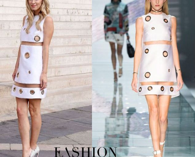 Hot! or Hmm… Nicky Hilton’s Atelier Versace Fall 2015 Couture Fashion Show Versace Spring 2015 White Grommet Dress