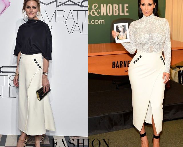 Who Wore It Better? Olivia Palermo vs. Kim Kardashian West in Christian Dior’s Spring 2015 White Wrap Skirt
