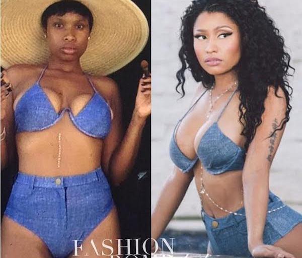 Who Wore It Better: Jennifer Hudson Vs. Nicki Minaj In Nasty Gal’s Jean Denim Bikini Top And High Waisted Bikini Bottom