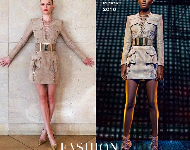 Hot! or Hmm…: Kate Bosworth’s Instagram Balmain Resort 2016 Brown Suede Lace Up Dress