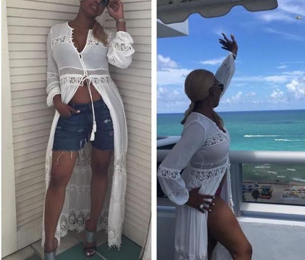 Wardrobe Query: Nene Leakes and Chrissy Lampkin’s Instagram Zara White Embroidered Crochet Cover Up Tassel Tunic Dress