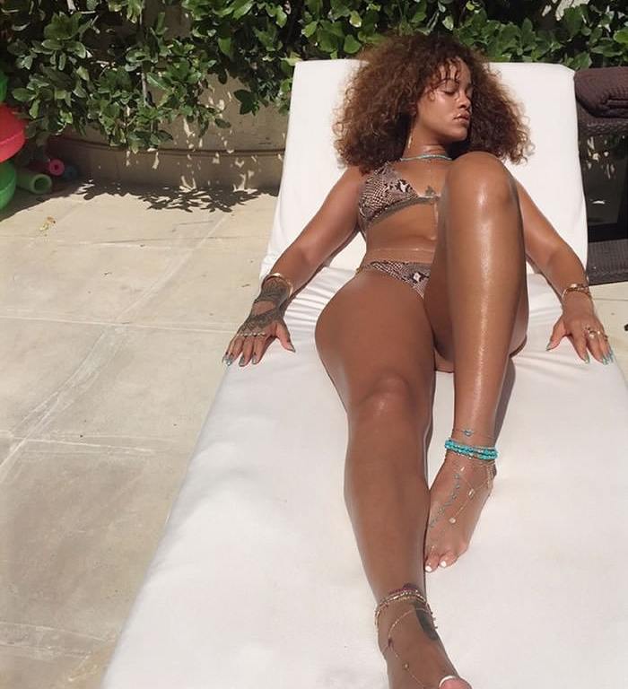 Steal: Rihanna’s Barbados Vacation Charlie by Matthew Zink Farrah Python Printed Halter Bikini