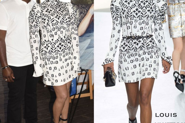 Hot! or Hmm…: Kris Jenner’s Haute Living Cover Celebration Louis Vuitton Fall 2015 Black and White Printed Long Sleeve Dress