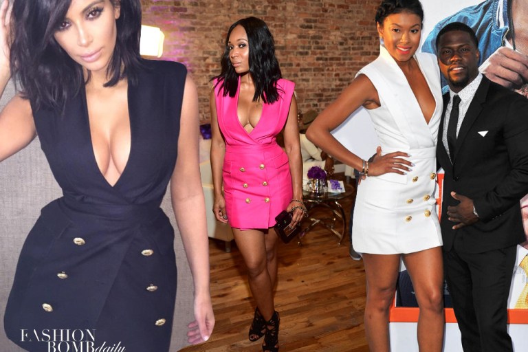 Celebrities Love…Balmain’s Gabardine Gold Button Mini Tuxedo Dress