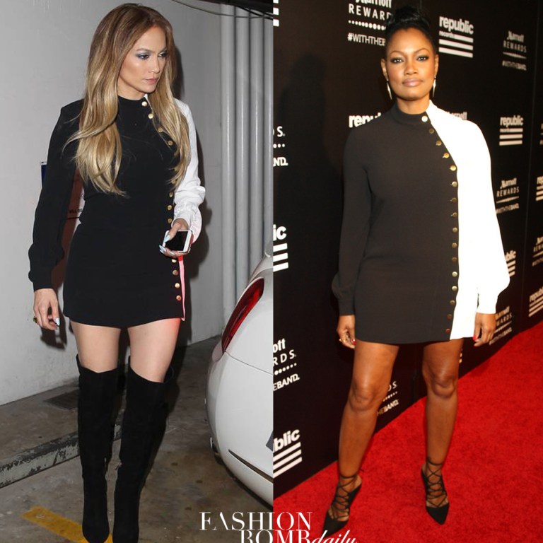 Who Wore it Better? Garcelle Beauvais vs. Jennifer Lopez in Rachel Zoe’s Fall 2015 McKell Two-Tone Long-Sleeve Black and White Dress