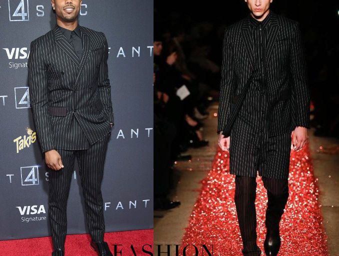 Men’s Fashion Flash: Michael B. Jordan’s <em>Fantastic Four</em> New York Premiere Givenchy Fall 2015 Striped Double Breasted Suit