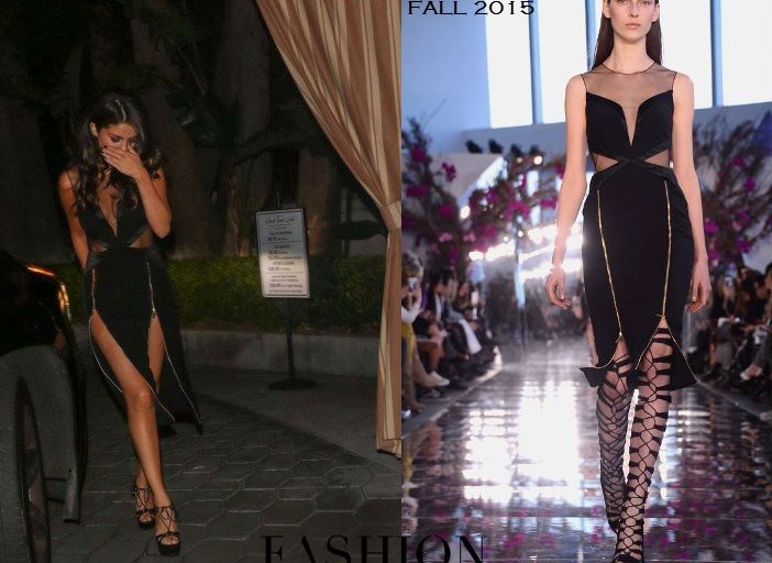 Hot! or Hmm… Selena Gomez’s Sunset Tower Hotel Gabriela Cadena Fall 2015 Black Sheer Inset Zipper Dress